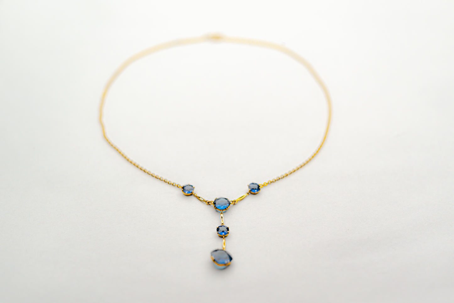 9ct Gold and Blue Stone Necklace