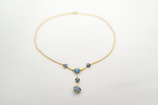 9ct Gold and Blue Stone Necklace