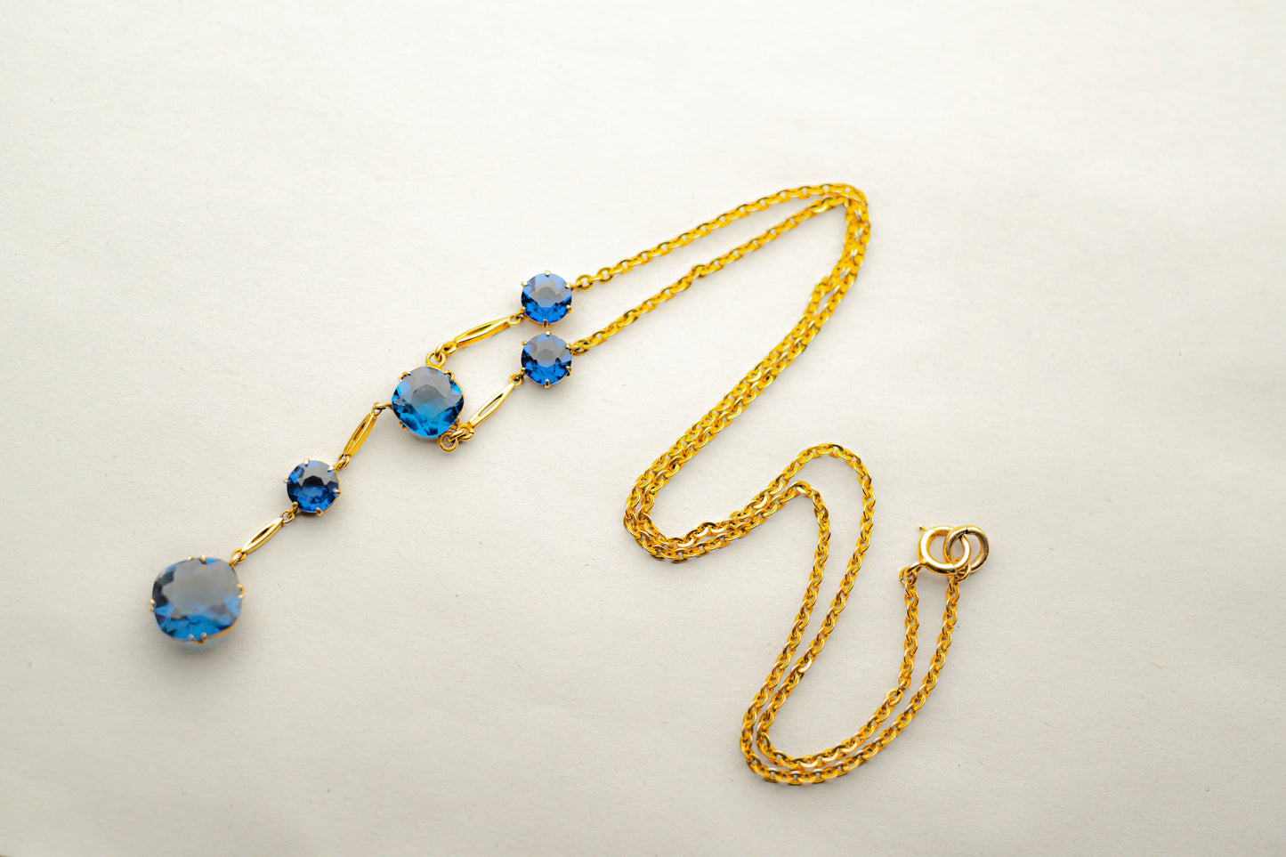 9ct Gold and Blue Stone Necklace